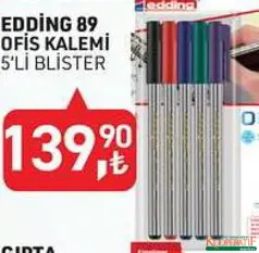 EDDİNG 89 OFİS KALEMİ 5'Lİ BLİSTER indirimli fiyat EDDİNG 89 OFİS KALEMİ 5'Lİ BLİSTER fiyat ve kampanya bilgisi